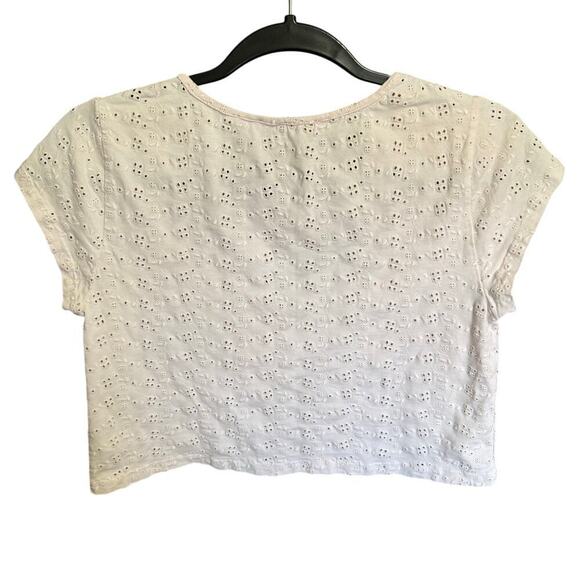 LoveShackFancy Rubin Cropped Tee Shirt Eyelet Short Sleeve Powder Pink Size Smal - Picture 5 of 11